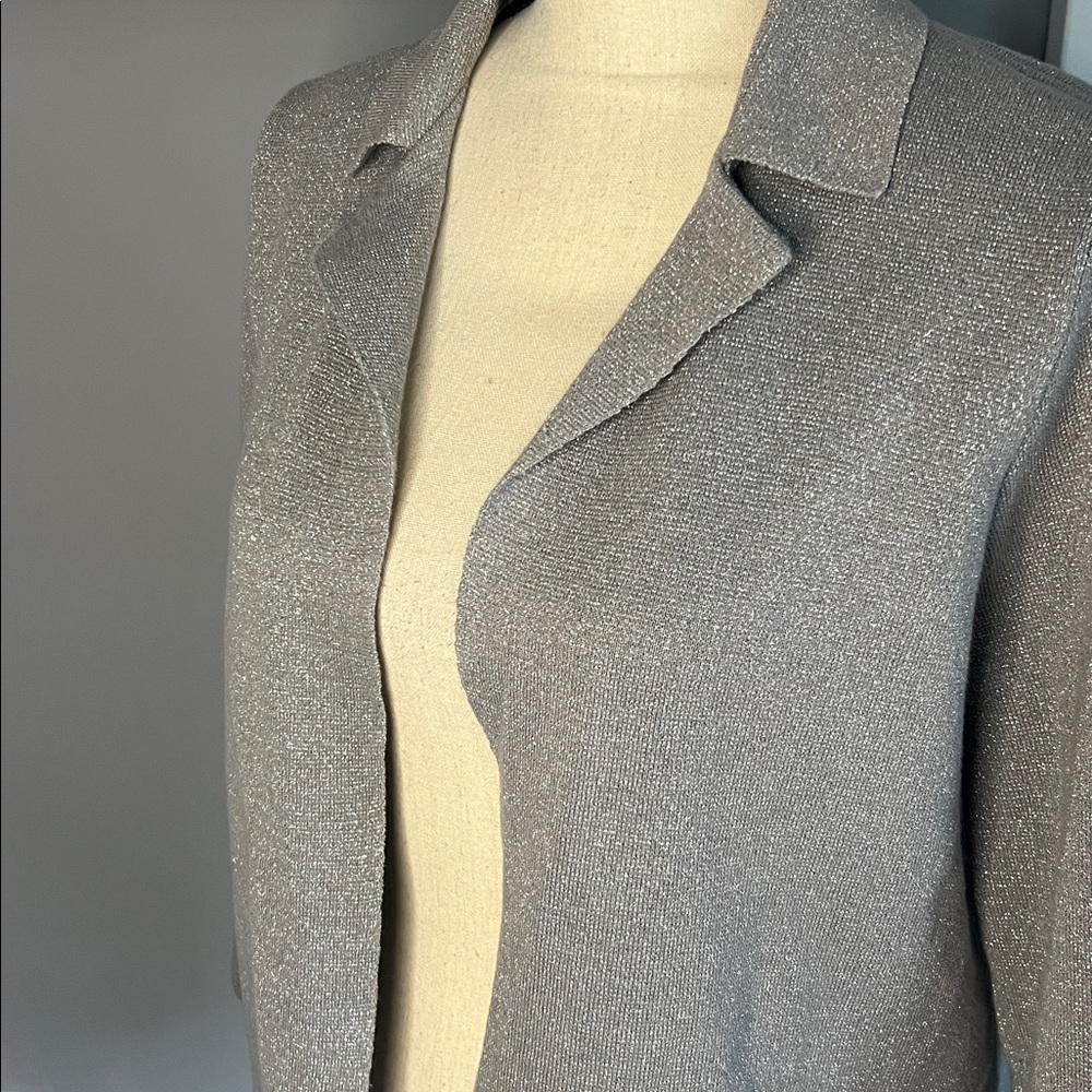 Chico's Metallic Open Front Jacket Cardigan - Picture 2 of 6